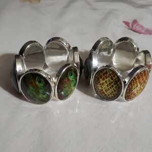 Elegant Silver and Multicolor Bracelet Set